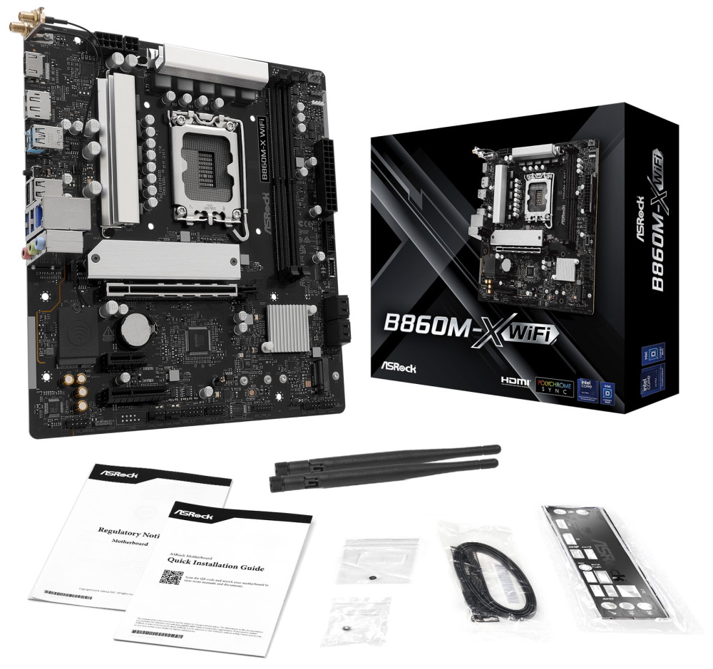 ASRock B860M-X WiFi / Intel B860 / LGA1851 / 2x DDR5 / 2x M.2 / HDMI / DP / USB-C / WiFi / mATX